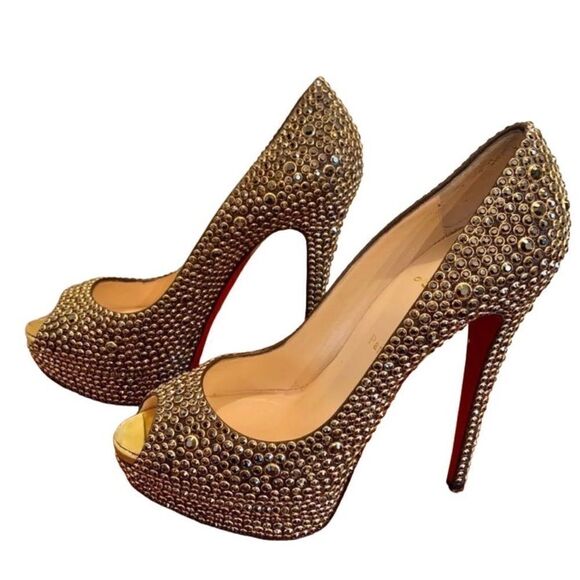 Christian Louboutin Lady Peep 150mm Ring Strass EU41.5